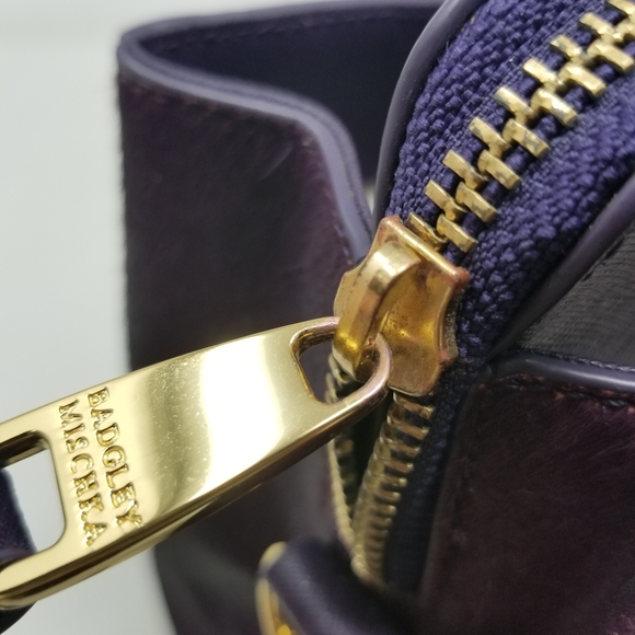 Bagley Mischka Purple Calf Hair Fur & Gold Handbag & Crossbody Bag - Picture 15 of 16